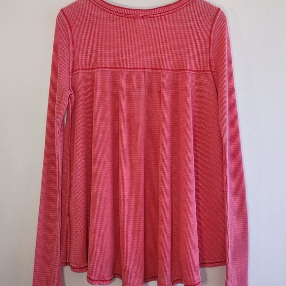 Free People Kai Relaxed Babydoll Top Thermal Henley Boho Indie Size Medium - Picture 7 of 10